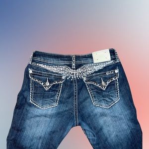 Tramp Stamp Angel Wings Embellished/Embroidered Denim Jeans- Grace in LA VINTAGE